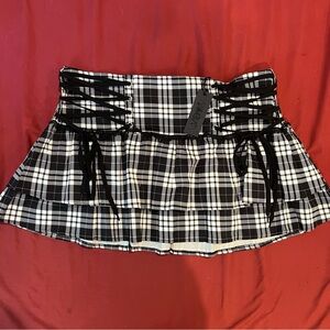 Widow x Dolls Kill - IVORY CHARM SCHOOL DROPOUT PLAID SKIRT